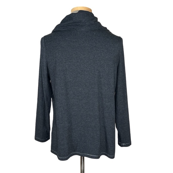 Chico’s Zenergy Charcoal Cowl Neck Tunic With Metallic Silver Trim 2=US1… - Picture 5 of 10